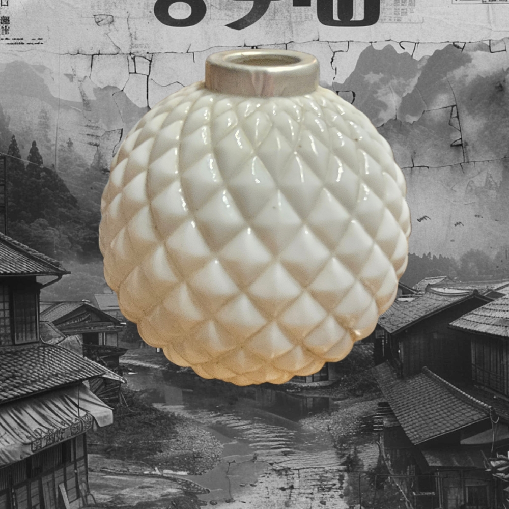 Antique Quilted Pattern White Milk Glass Lightning Ball W/ Silver End Caps 💡⚪✨